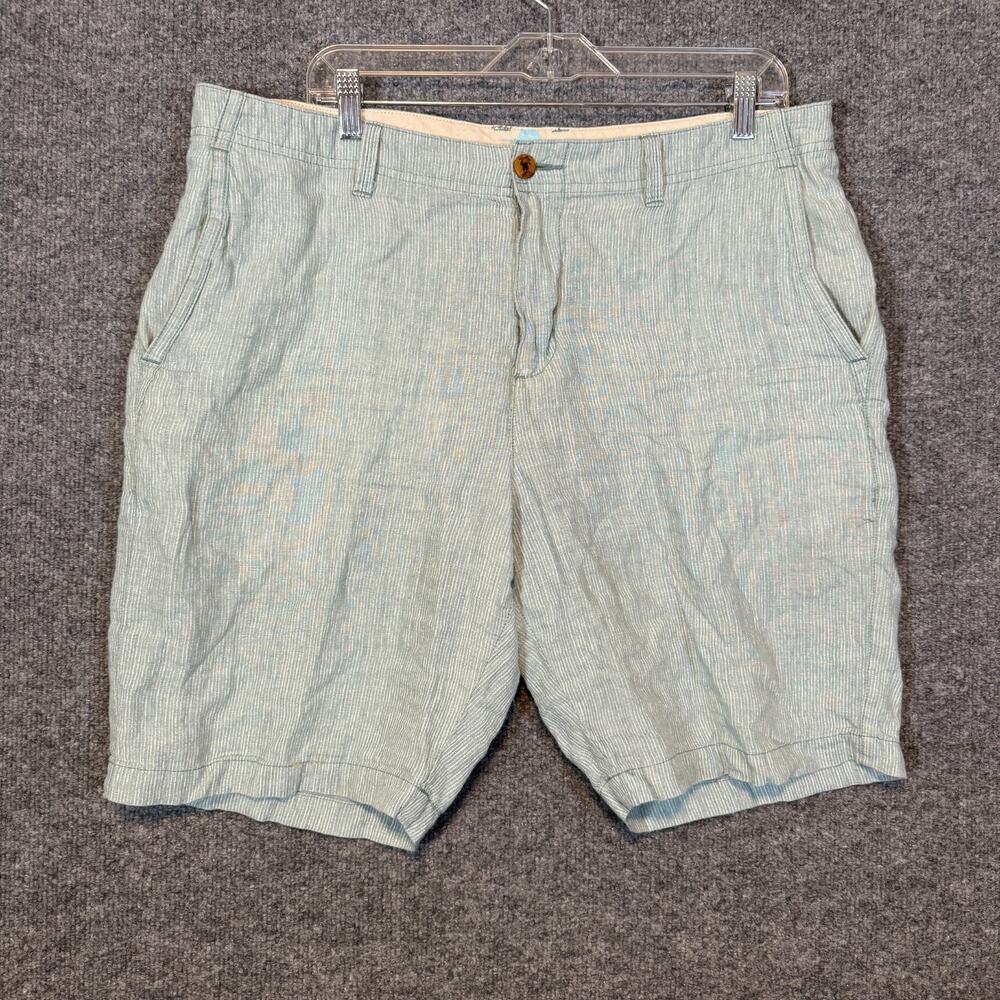 Tommy Bahama Shorts Mens 36 Blue Linen Chino Flat Front Outdoors Casual